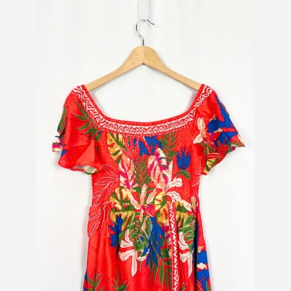 Off Shoulder Island Vacay Red Floral Sundress - Picture 7 of 8